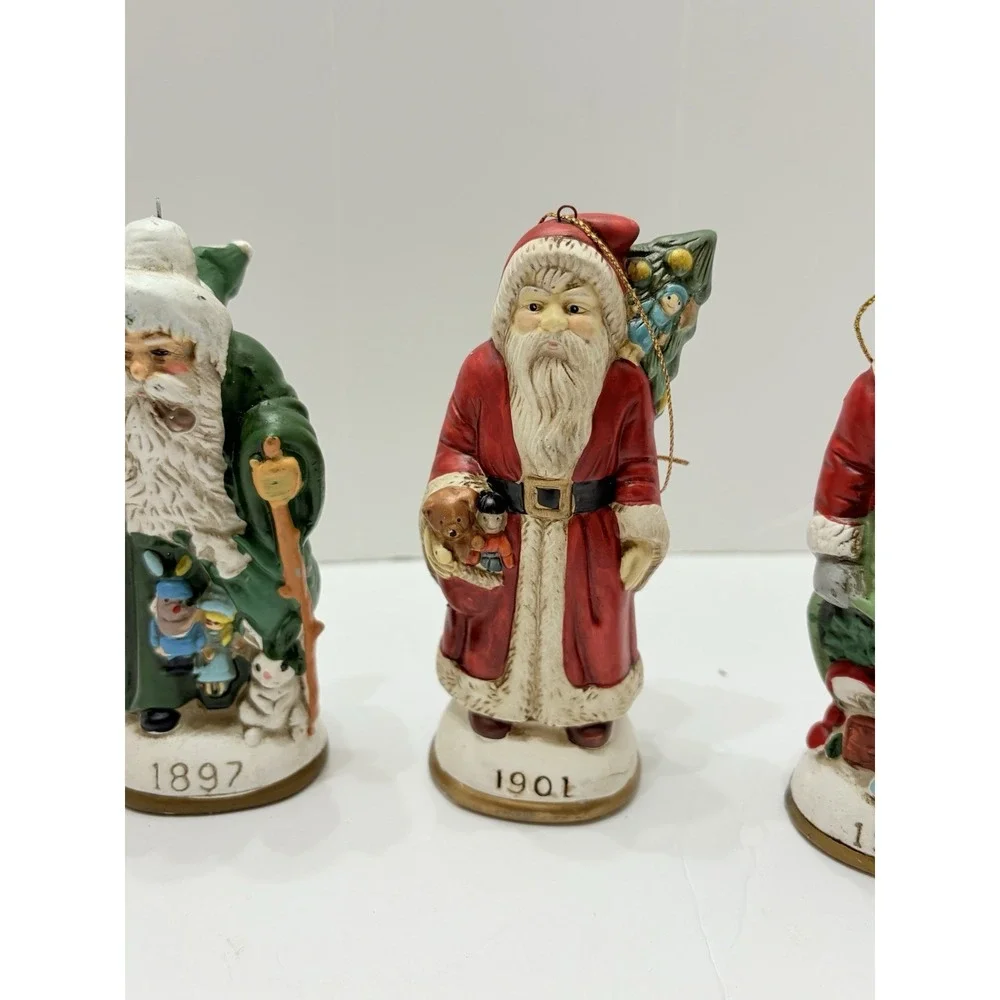 Vintage Old World Santa From‎ Around The World Ceramic Ornament Lot of 4
